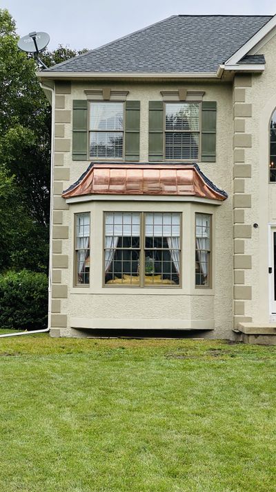 Finished copper bay window roof, Doylestown PA
