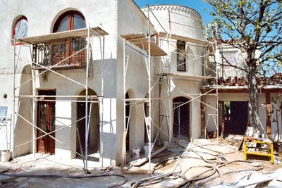 Spanish Colonial custom home under construction Los Angeles CA
